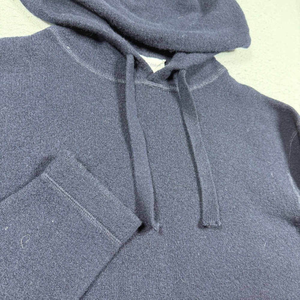 Officine Generale Navy Wool Cashmere Blend Hoodie Made in Italy Mens Large